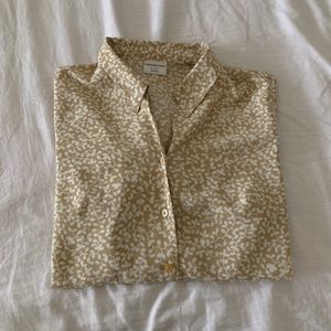Vintage Beige Silky Button Up Shirt